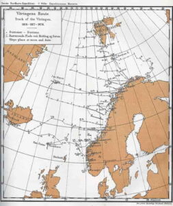 Kart som viser Den Norske Nordhavsekspedisjon