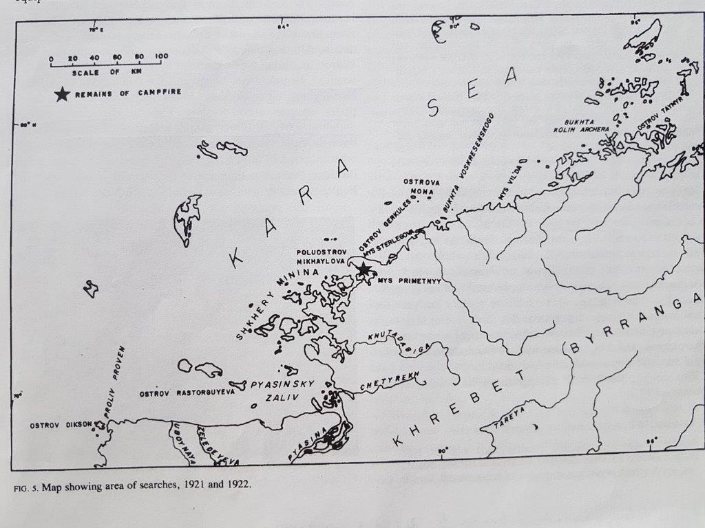 Kart som viser søkeområdet etter Tessem og Knutsen