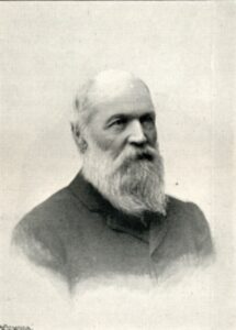 Portretttegning av eldre mann med skjegg og bart