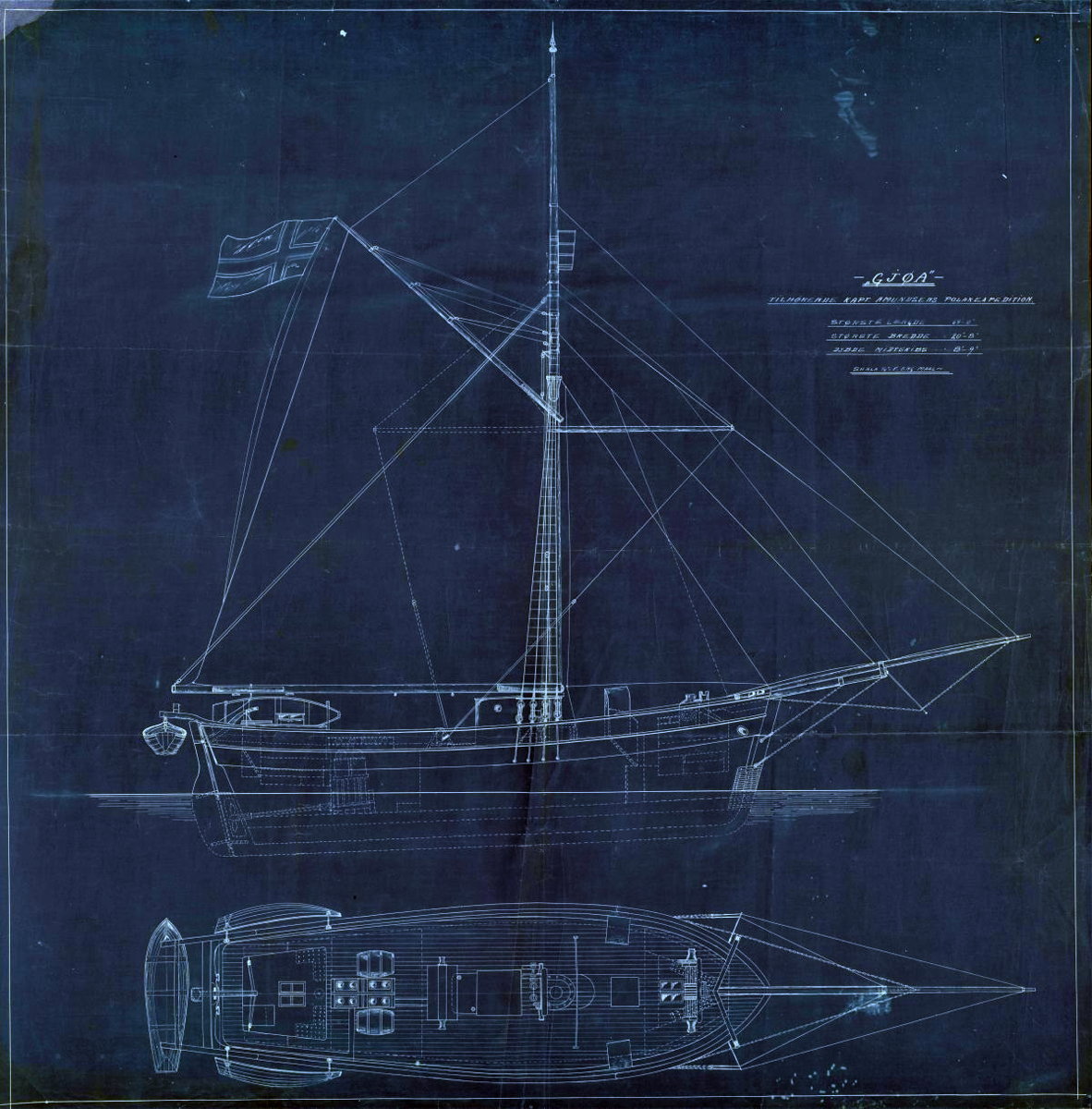 Blueprint av båttegning