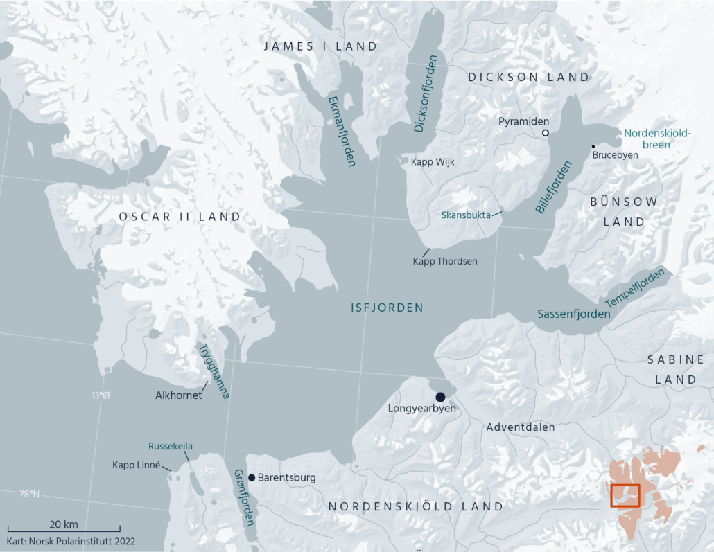 Kart over Isfjorden